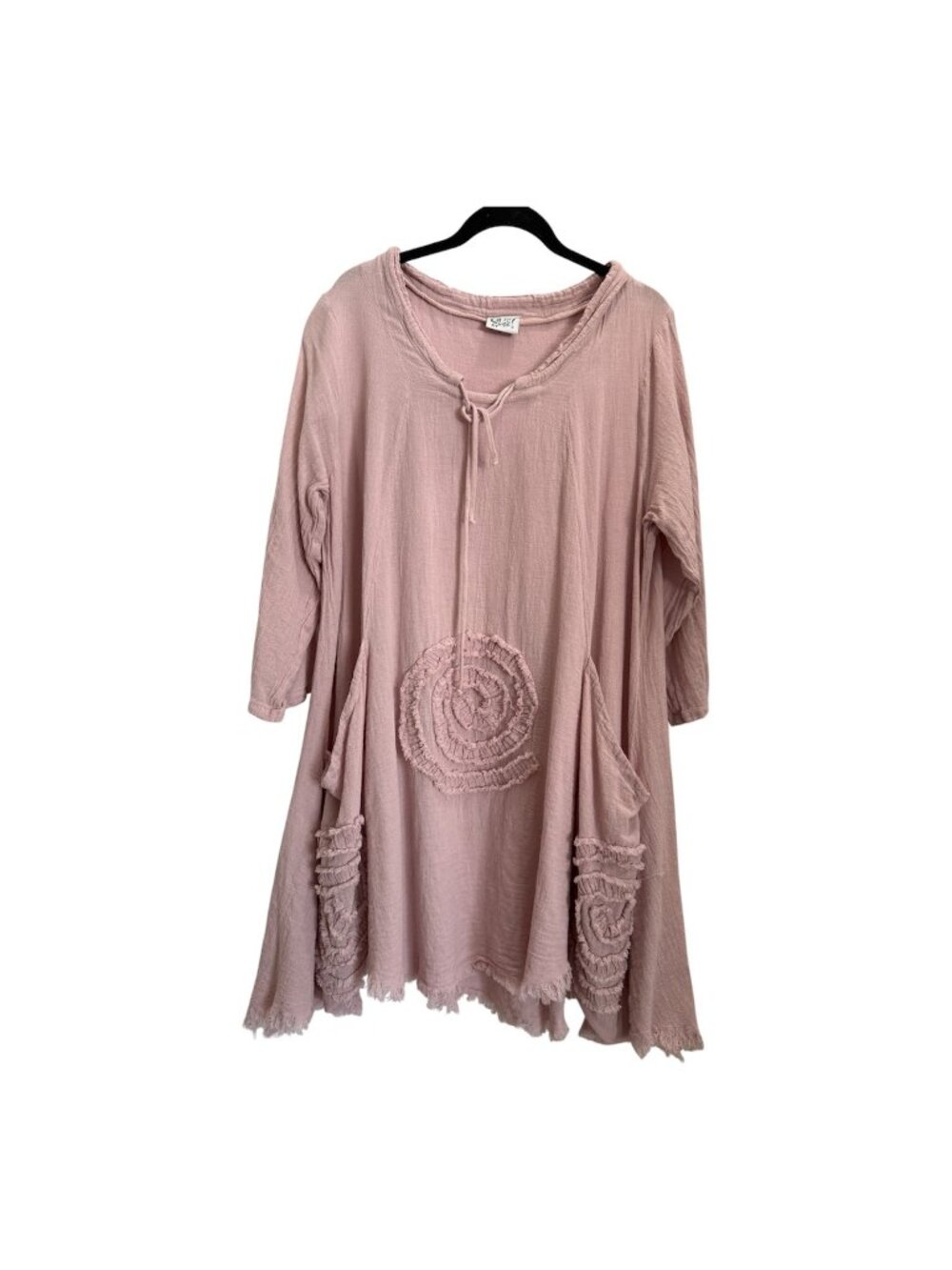 Oh My Gauze Circle Tunic Top Sz 3 XXL Boho Cotton Lagenlook Beach Pink Mauve